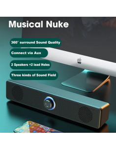 Altavoces de Computadora USB Yutech Estéreo 0.33kg Plug-n-Play 2