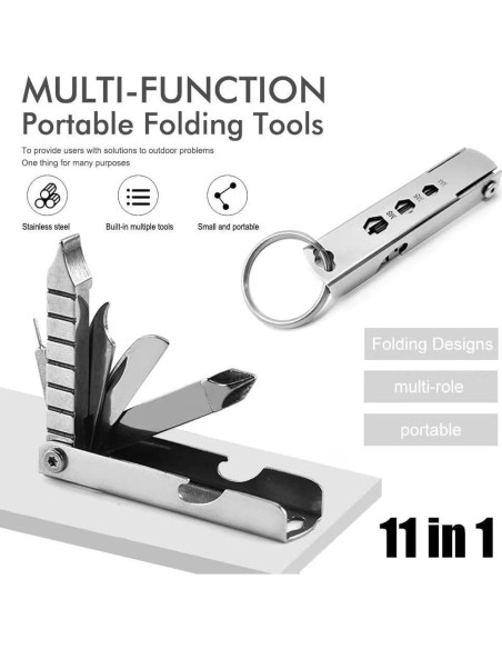 2 Paquetes Llaveros Multi Herramienta Eggeil 11-en-1 Acero Inoxidable