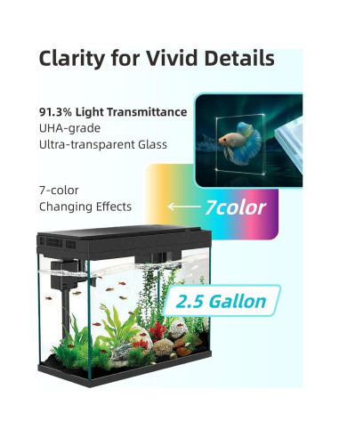 Acuario Inteligente BarkBuddy 9.5L Autolimpiante LED 7 Colores