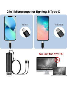 Microscopio Digital USB Cainda 50x-1600x HD para iOS y Android 2