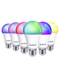 Bombilla Inteligente Boxlood RGB 7W E26 Paquete de 6