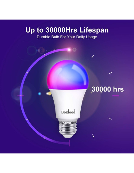 Bombilla Inteligente Boxlood RGB 7W E26 Paquete de 6