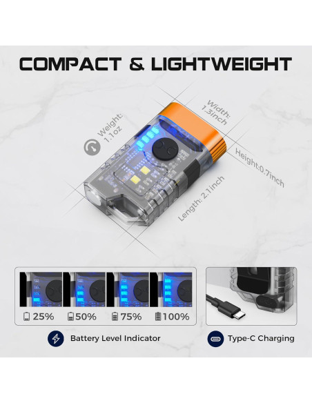 Linterna Mini COOZAMING MNX1 Recargable USB C 10 Modos Naranja Linterna Mini COOZAMING MNX1 Recargable USB C 10 Modos Naranja