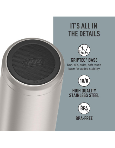 Botella de Agua THERMOS 0.95L Acero Inoxidable Mate con Popote