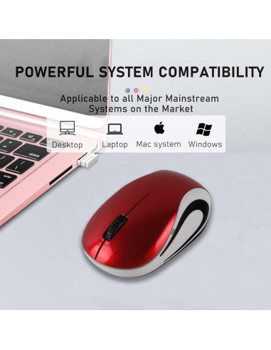 Mini Ratón Inalámbrico Genérico Rojo 1000 DPI Portátil