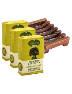 Exfoliante de Jabón de Oliva Griego Kalliston con Té Verde - 4 Unidades