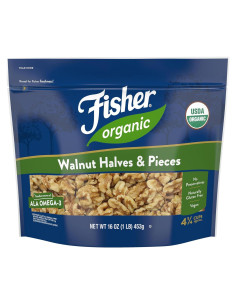 Nueces Orgánicas Sin Sal Fisher 453.6 g - Mitades y Piezas