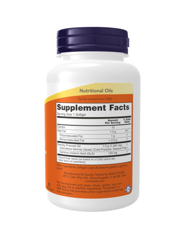 Suplemento GLA NOW Foods Super Prímula 1300 mg 60 Gelatinas