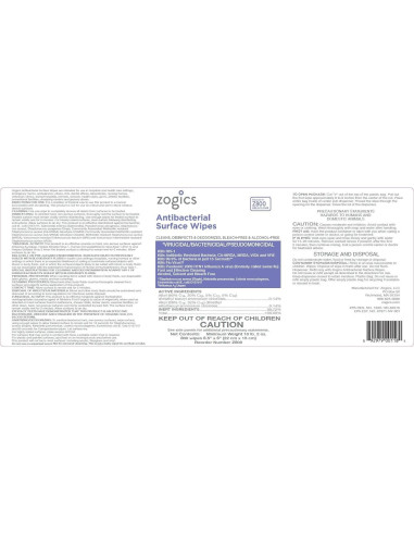 Toallitas Antibacteriales Zogics - 3200 Toallitas Desinfectantes