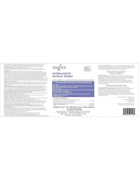 Toallitas Antibacteriales Zogics - 3200 Toallitas Desinfectantes