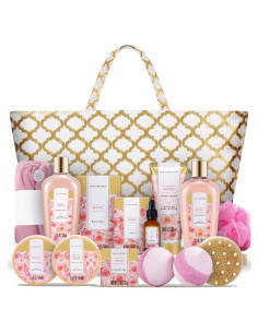 Cesta de Spa Luxetique para Mujeres 15pcs Rosa - Regalo de Baño