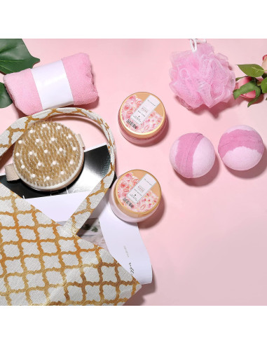 Cesta de Spa Luxetique para Mujeres 15pcs Rosa - Regalo de Baño