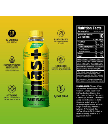 Bebida Deportiva Más+ por Messi 500ml Limón Lime League