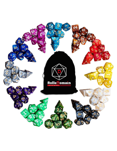 Juego de Dados Poliedricos DND Rolledomain 84 Piezas con Bolsa