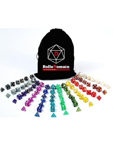 Juego de Dados Poliedricos DND Rolledomain 84 Piezas con Bolsa