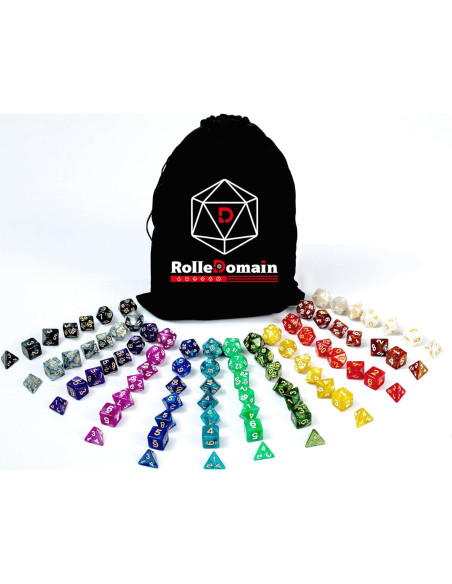 Juego de Dados Poliedricos DND Rolledomain 84 Piezas con Bolsa