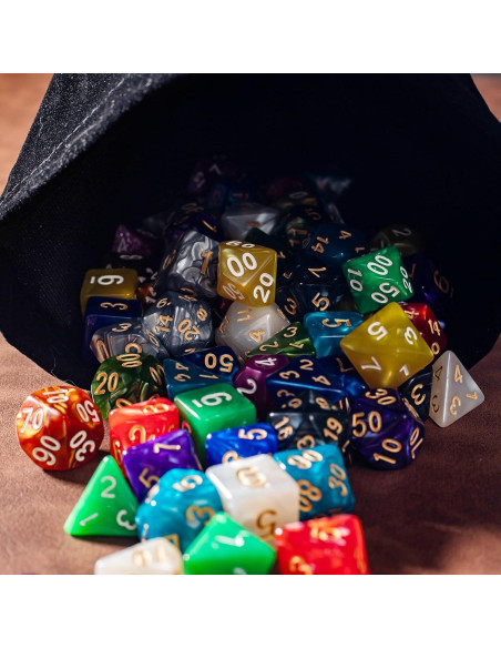 Juego de Dados Poliedricos DND Rolledomain 84 Piezas con Bolsa