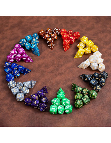 Juego de Dados Poliedricos DND Rolledomain 84 Piezas con Bolsa