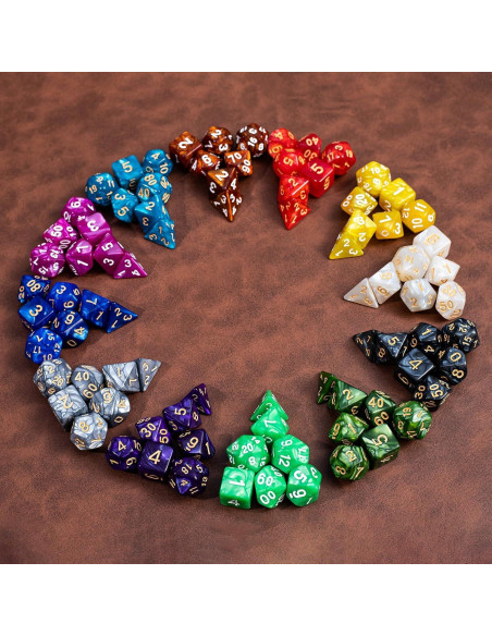 Juego de Dados Poliedricos DND Rolledomain 84 Piezas con Bolsa
