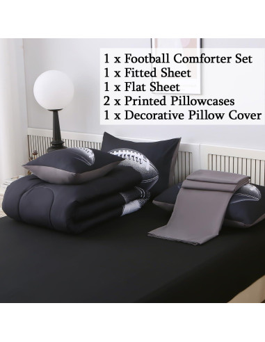 Conjunto de Edredón Temático de Fútbol JQinHome 6 Piezas