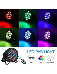 Luces de escenario LED U`King 36W RGB 4 paquetes DMX 2