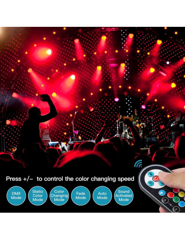 Luces de escenario LED U`King 36W RGB 4 paquetes DMX