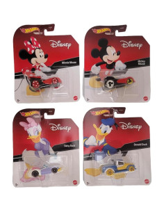 Paquete 4 coches Disney Hot Wheels Mickey Minnie Donald Daisy 2