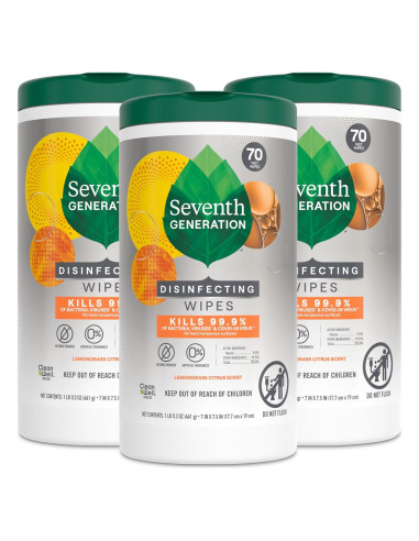 Toallitas Desinfectantes Seventh Generation 70 Unidades Cítricos
