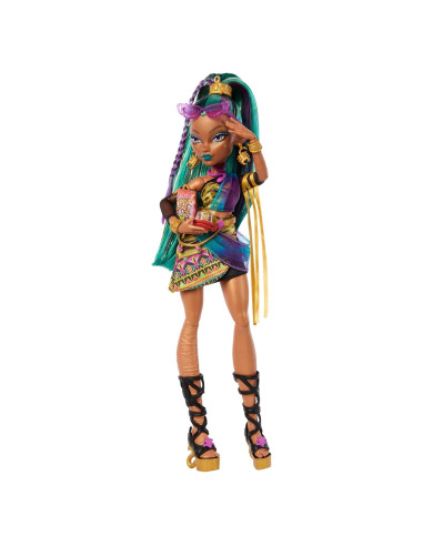 Muñeca Nefera De Nile Monster High con 7 Accesorios y Mascota