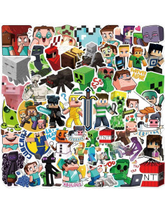 50 Calcomanías Individuales de Minero LSTT - Decoración de Cumpleaños 2