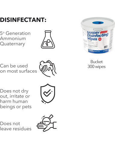 Toallitas de Limpieza Multi-Superficie SANIDRY Rosmar 300 Unidades