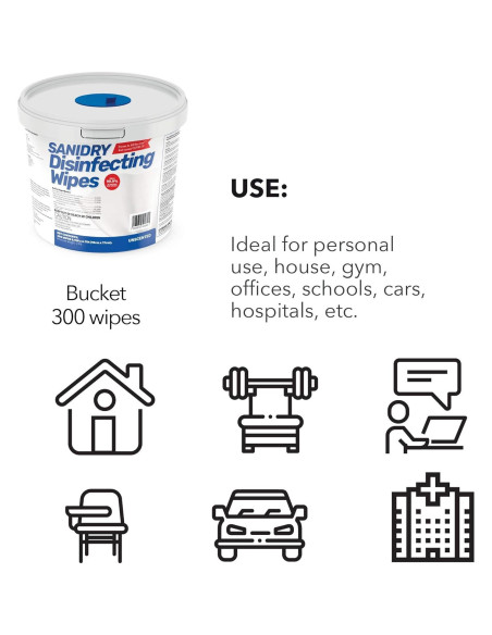 Toallitas de Limpieza Multi-Superficie SANIDRY Rosmar 300 Unidades