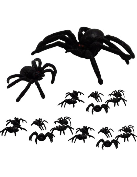 Juego de 25 Arañas de Plástico Realistas RIDMARK para Halloween