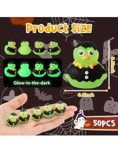 50 Patitos Zombie Luminiscentes Halloween 2x2 cm PVC 2