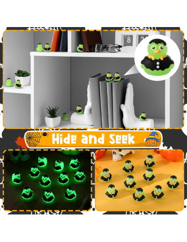 50 Patitos Zombie Luminiscentes Halloween 2x2 cm PVC