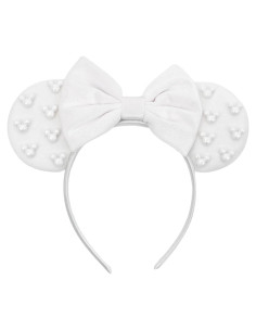 Diadema de Orejas de Ratón KienKan Blanca con Lazo - Accesorio Fiesta