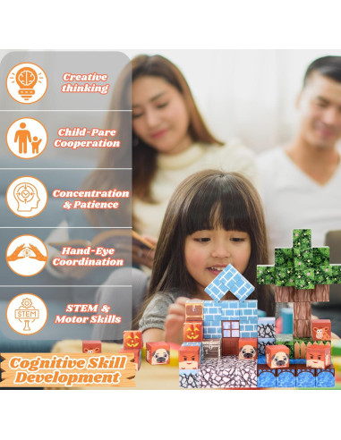 100 Bloques Magnéticos de Construcción IKACO para Niños 3-12 Años