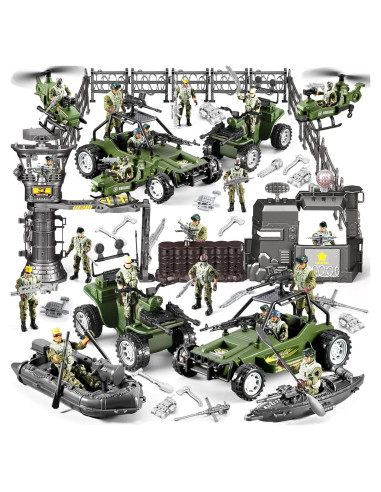 87-en-1 Juguetes de Soldados del Ejército JASSKKBO con Base Militar
