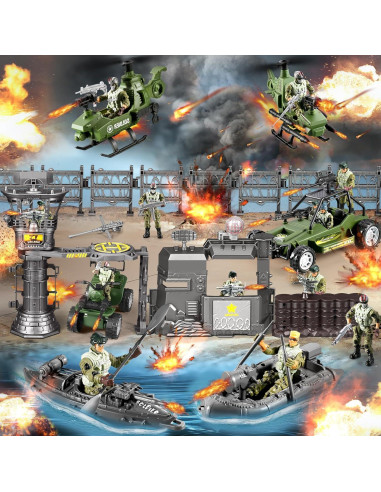 87-en-1 Juguetes de Soldados del Ejército JASSKKBO con Base Militar