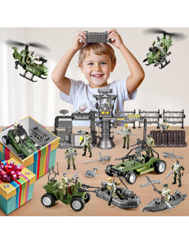 87-en-1 Juguetes de Soldados del Ejército JASSKKBO con Base Militar