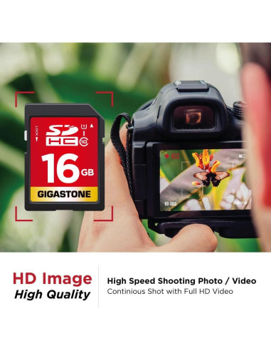 GIGASTONE Tarjeta SD 16GB Paquete de 2 UHS-I Clase 10 Alta Velocidad