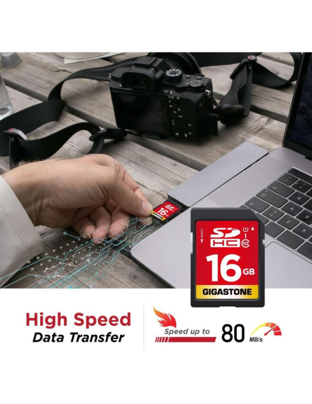 GIGASTONE Tarjeta SD 16GB Paquete de 2 UHS-I Clase 10 Alta Velocidad