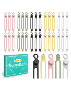 30 Sujetadores de Cable de Silicona KornaDoz Multicolor