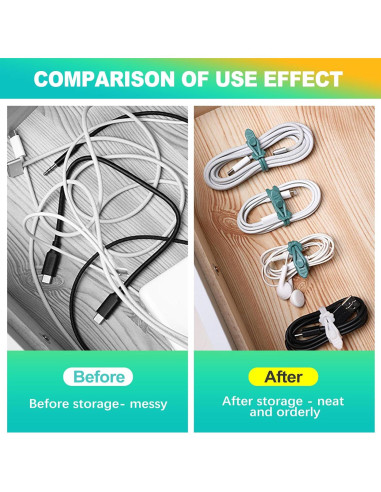 30 Sujetadores de Cable de Silicona KornaDoz Multicolor