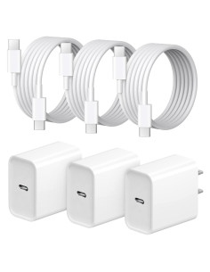 Cargador Rápido USB C 20W 3 Pack para iPhone 17/16/15