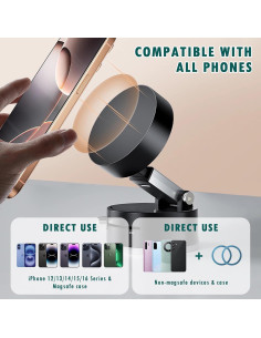 Soporte Magnético para Teléfono en Auto Faatchoi Negro Ajustable 2