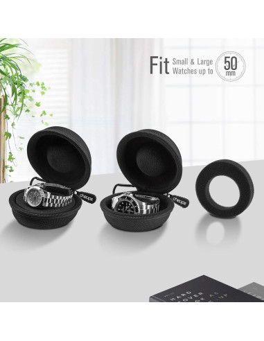 Caja de viaje Cheopz para relojes hasta 50mm, Negro