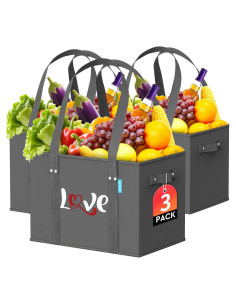 Bolsas de Compras Reutilizables WISELIFE 3 Piezas 37x25.4cm