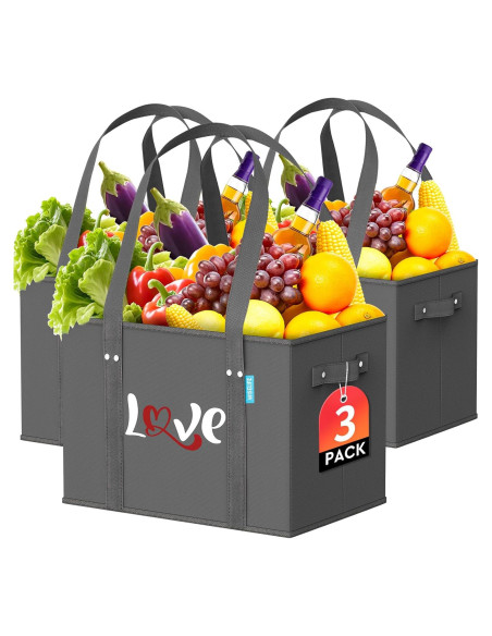 Bolsas de Compras Reutilizables WISELIFE 3 Piezas 37x25.4cm
