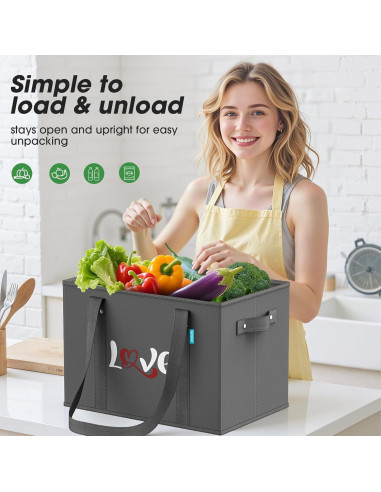 Bolsas de Compras Reutilizables WISELIFE 3 Piezas 37x25.4cm